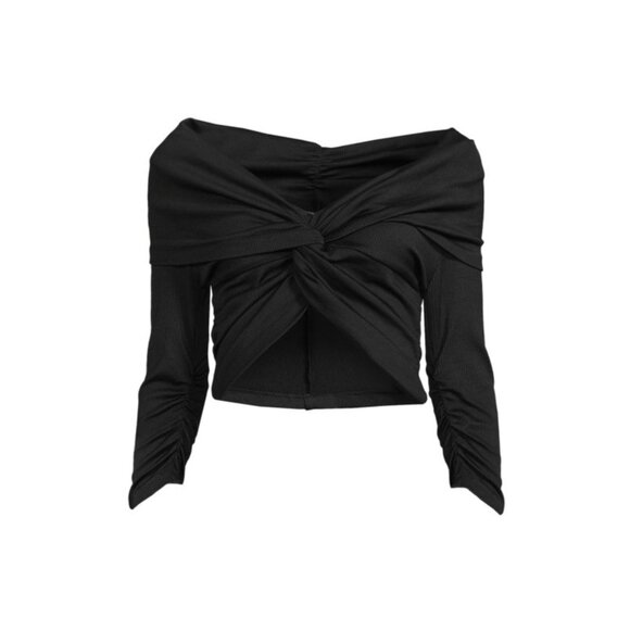 Amanda Uprichard 🖤 Voila Twist Front Crop Top Black Size M - Picture 4 of 7